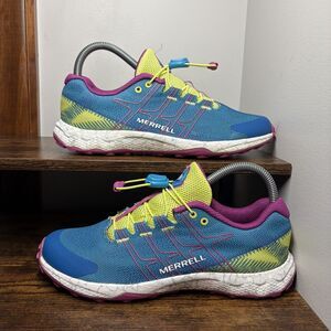 Size 5 Kids (6.5 W) - Merrell Moab Flight Low A/C Blue/Pink Trail Running Shoes